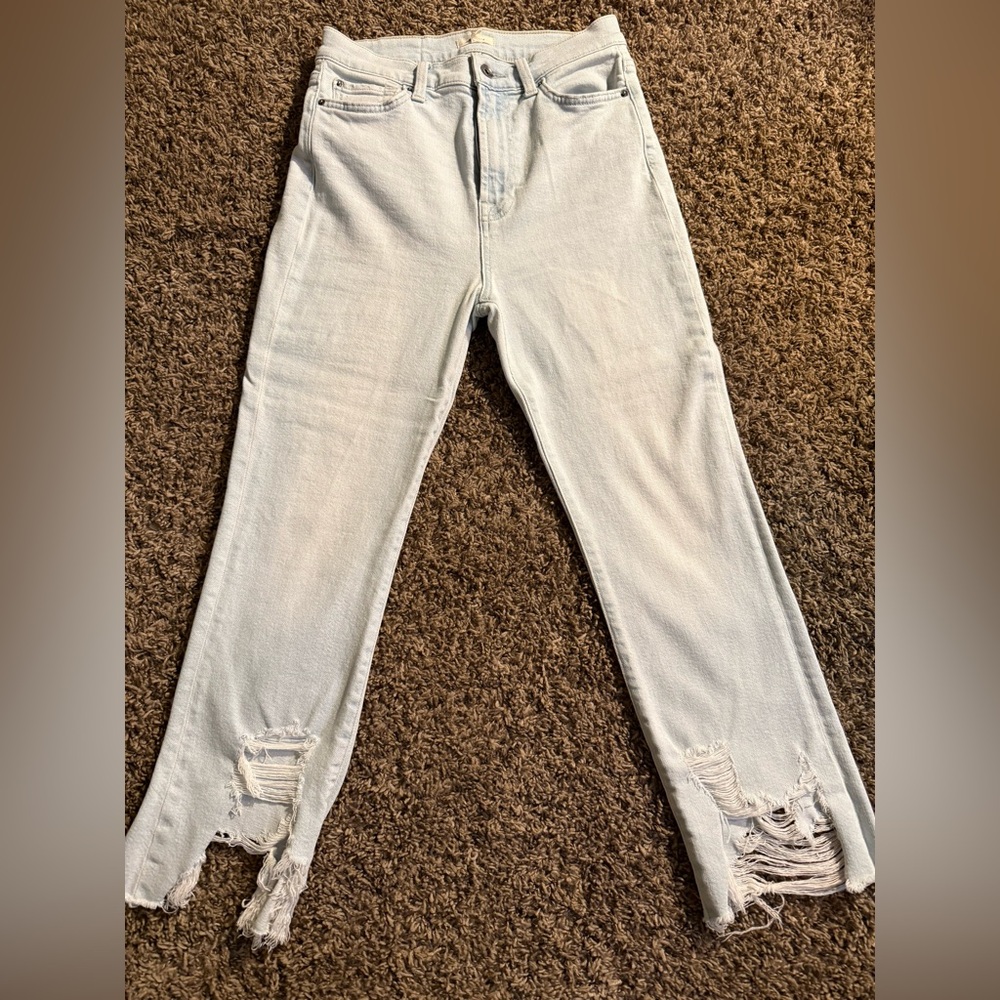 Splendid Light Blue Ripped ankle-length Jeans